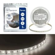 LS606 Лента светодиодная 14.4Вт/м 60SMD 5м12В 4000К нейтральный белый, белое основание