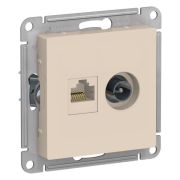 РОЗЕТКА двойная комп+ТВ RJ45+TV кат 5е,ATLAS Schneider Electric БЕЖЕВЫЙ