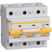 Автоматический выключатель IEK ВА47-100 3P 25А 10 кА характеристика С