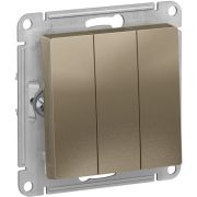 3-клавишный ВЫКЛЮЧАТЕЛЬ , 10А, ШАМПАНЬ, ATLAS, Schneider Electric
