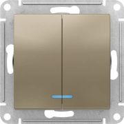 2-клавишный ВЫКЛЮЧАТЕЛЬ с подсветкой , 10А, ШАМПАНЬ, ATLAS, Schneider Electric