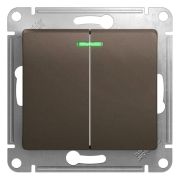 ВЫКЛЮЧАТЕЛЬ 2-клавишный ШОКОЛАД GLOSSA Schneider Electric с подсветкой
