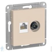 РОЗЕТКА двойная TV+компьютерная RJ45, ArtGallery System Electric, ПЕСОЧНЫЙ GAL001289