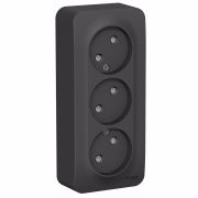 РОЗЕТКА двойная о/у з/к  Schneider Electric накладная антрацит IP54