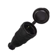 РОЗЕТКА каучук (удлинитель) 1ф 16А 230В с з/к IP44 с крышкой 602228